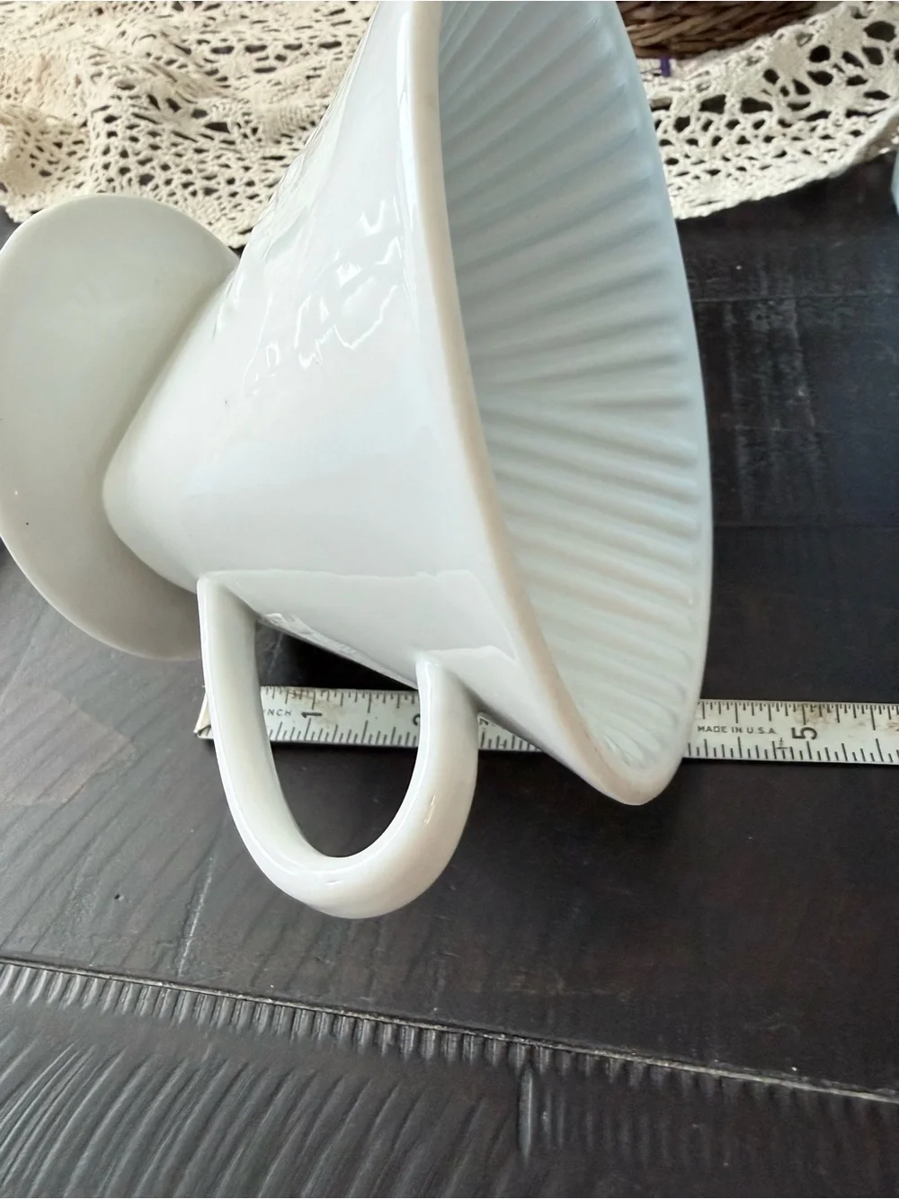Vintage Melitta White Ceramic Coffee Dripper Pour Over Cone Filter #102 1 Hole